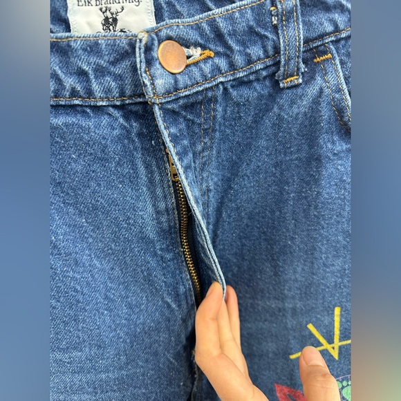 Vintage 80’s “Video” Printed High Rise Mid Wash Straight Leg Jeans Size 28 - Picture 6 of 9